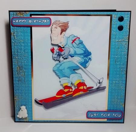 Skier Dude Blue by Lynda Tully