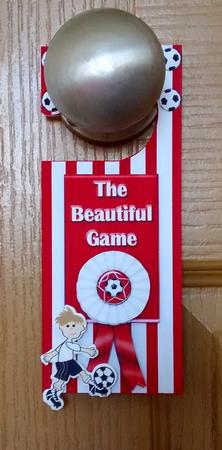 Red N White Football Door Hanger with Decoupage by Lynda Tully