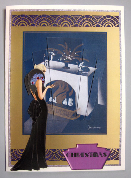 Art Deco Christmas Fireside Lady by Lynda Jones