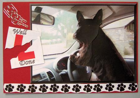 Scottie Dog in Car 3D Decoupage by Lynda Jones