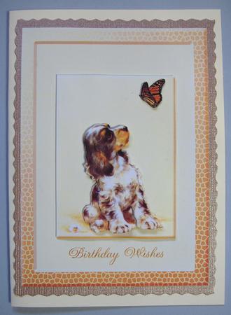 Puppy with Butterfly Card Front Plus 3D by Lynda Jones