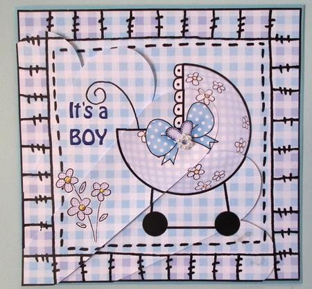 Baby Boy Pram Fan Pyramage Topper by Lynda Jones