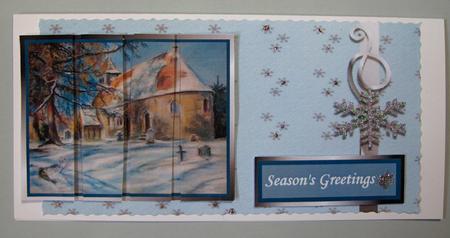 Christmas Church in Snow Side Panel Topper Sheet by Lynda Jones