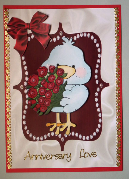 Little Blue Bird with Red Roses by Lynda Jones