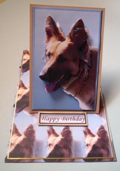 German Shepherd 2 Portrait 3D Decoupage with Background by Lynda Jones