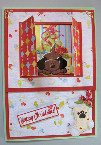 Open the Door! Yappy Christmas Card by Lynda Jones