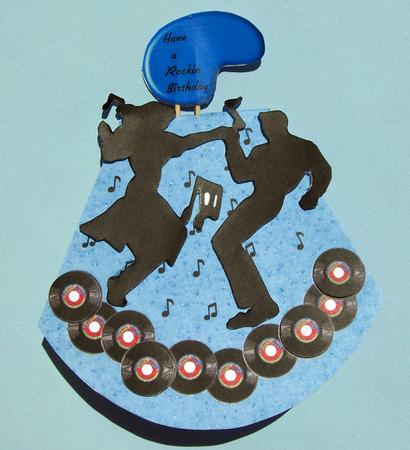 1950s Jiving Fun in Blue Wobble Card by Lynda Jones