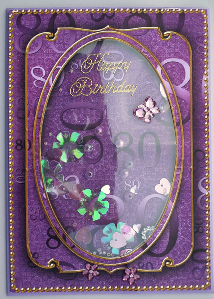 Purple 80th Birthday 7x5in Shaker Frame and Base by Lynda Jones