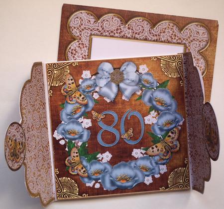 Chocolate Teal 80 Poppy 3D Scallop Wrap Card Kit by Lynda Jones