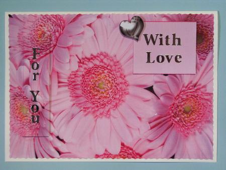 Pink Gerberra Bouquet Card Front Sh0080 by Lynda Jones