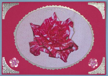 Candy Stripe Rose Decoupage by Lynda Jones