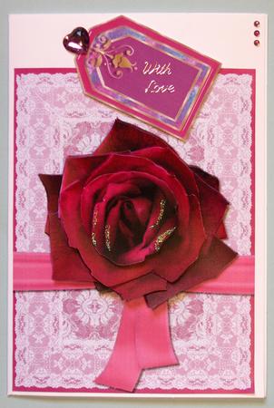 Burgundy Rose on Lace - Step by Step by Lynda Jones