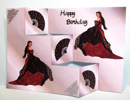 Lady of Spain Tri Fold Steps Card by Lynda Jones