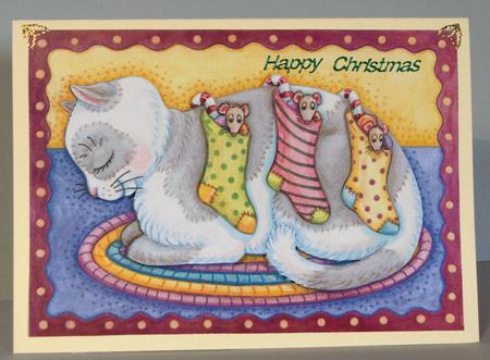 Furbabies at Christmas Decoupage by Lynda Jones