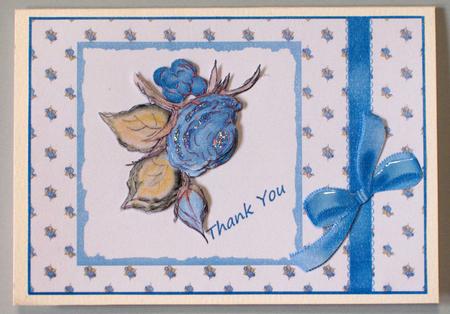 Blue Rose Thank You -card Fronts Duo by Lynda Jones