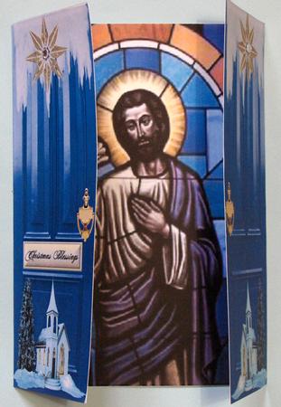 Beautiful Stained Glass Painting of Jesus Gatefold by Lynda Jones