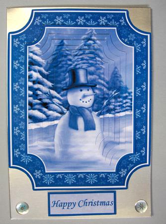 Snowman in Blues Topper and Pyramid Decoupage by Lynda Jones
