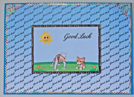 Good Luck Card Front with Decoupage by Lynda Jones