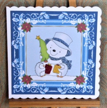 Cute Little Snowman With His Penguin Pals by Lynn Butters