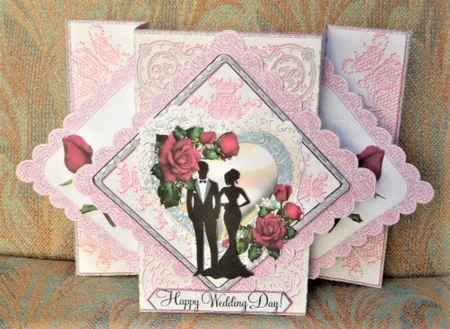 WEDDING BRIDAL - 3D TRIANGLE POP UP CARD, ENVELOPE, DECOUPAGE KIT by Lynn Butters
