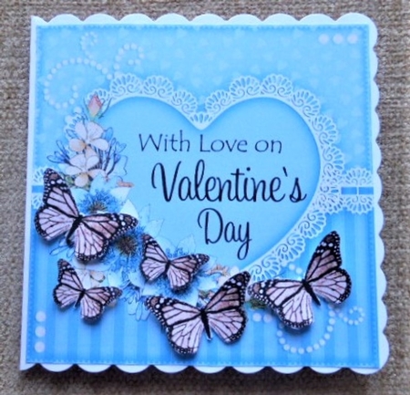 3D Easel Card Mini Kit - A Touch of Elegance Valentines Day - Flowers, Heart Lace, Butterflies & Pearls by Lynn Butters