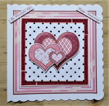 PINK & GOLD HEARTS Various Occasions 6x6 Decoupage Card Kit by Lynn Butters