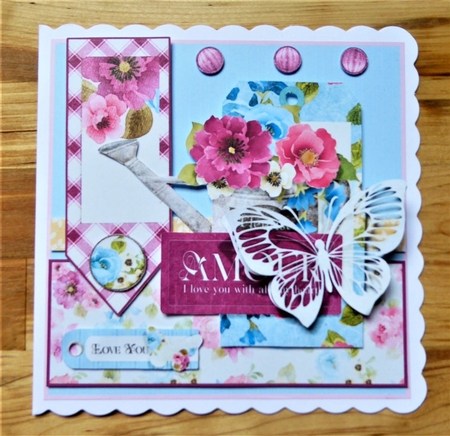 Amour Vintage Floral Layered 7.5 inch card Front with Insert  by Lynn Butters