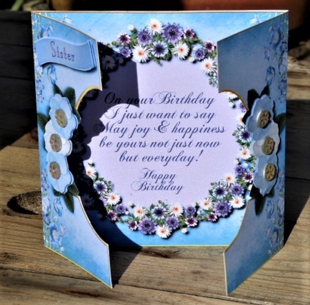 Blue & White Flowers - Gtefold Card  by Lynn Butters
