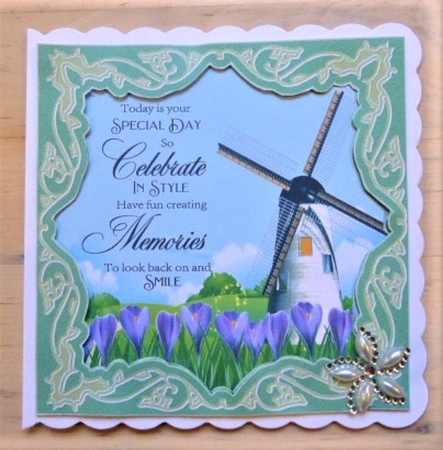 3 Lilac floral windmill card fronts with verse by Lynn Butters