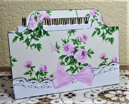 Pretty purple vintage roses with lace and bow tote gift bag by Lynn Butters
