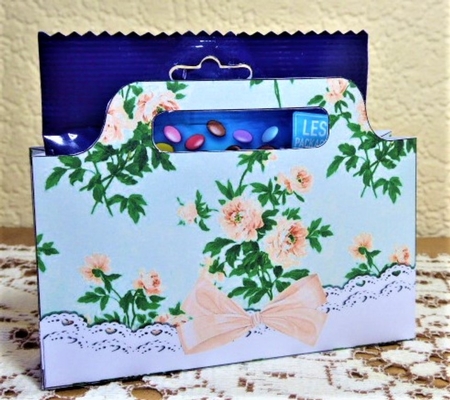 Pretty peach vintage roses with lace and bow tote gift bag by Lynn Butters