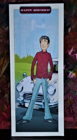 New Car Dude (White) Large Vertical DL by Lynn Butters