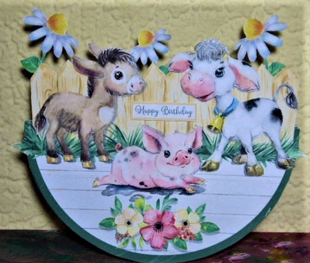FARM FRIENDS rocker card by Lynn Butters