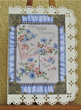 Wedding Anniversary Ruffle 7x5inch Duo Corner Stacker by Lynn Butters