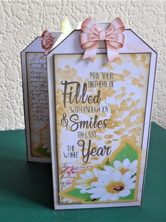 Daisy & Butterflies Tag Trifold Any Occasion Card by Lynn Butters