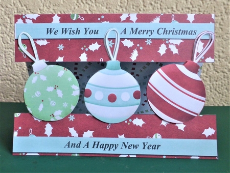 Christmas Baubles Cutaway Card by Lynn Butters