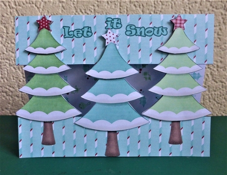 Let It Snow Christmas Trees Cutaway Card by Lynn Butters