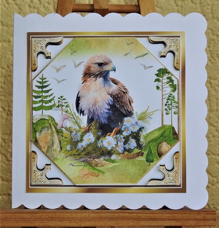 Mountains with A Eagle in Country Scene 8x8 by Lynn Butters