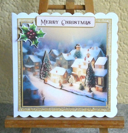 3D Decoupage Christmas Village card kit 1 with inserts and envelope by Lynn Butters