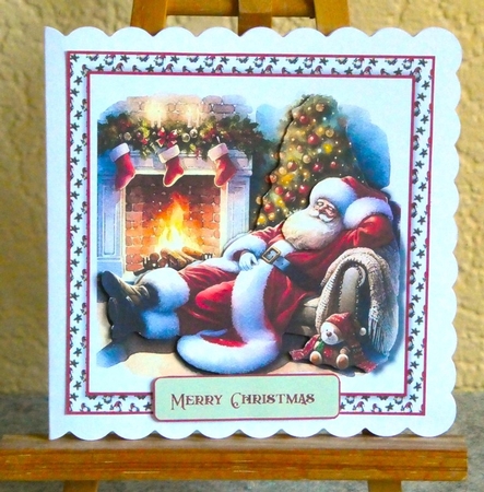 Christmas Sleepy Santa Card front by Lynn Butters