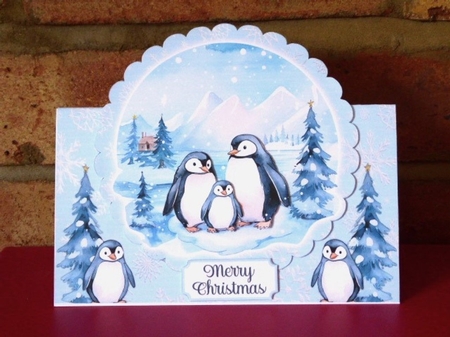 Penguin Family Christmas 7 x 7 Shaped Card by Lynn Butters