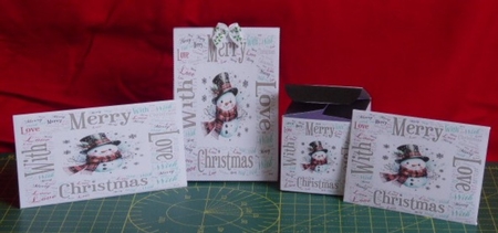 NEW* Word Art Border Card Merry Christmas With Love Snowman .9 Piece 7x7 Complete Kit by Lynn Butters