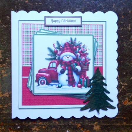 8x8 Red & Green Snowmen 9 Card Front, Gift Taf & Sentiments  by Lynn Butters