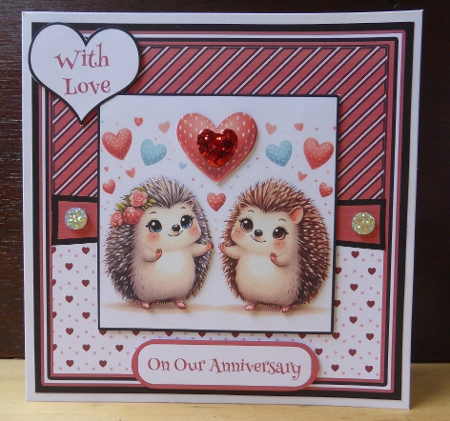 Hedgehog Love 4 - Valentine - Anniversary - Engagement decoupage card kit by Lynn Butters