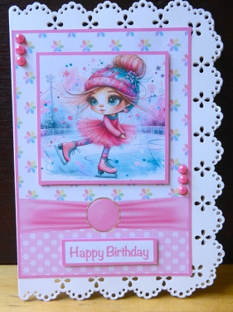 Ice Skating Superstar Card Front 5x7 by Lynn Butters