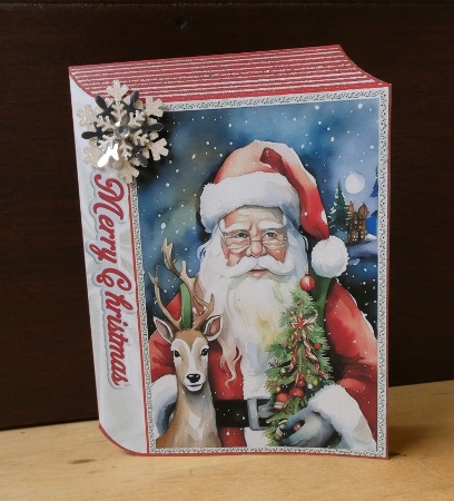 Lovely Santa With Deer, Christmas A5 FOLDED BOOK (THREE) by Lynn Butters