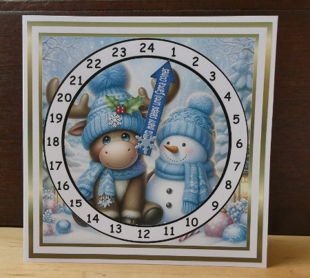 animal advent card 6 moose blue by Lynn Butters