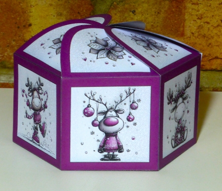 Oh Deer its Christmas Hexagon Gift Box-V by Lynn Butters