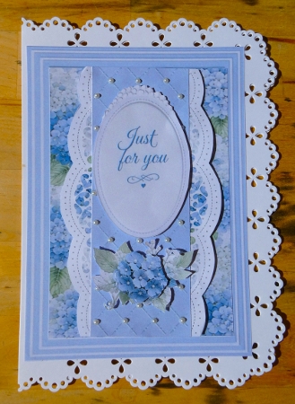 Elegant Blue Floral Just for You Card Topper by Lynn Butters