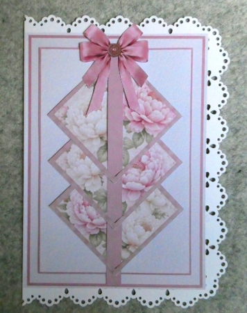 Elegant 5x7 Mauve Peony Diamond Panel Card Front – Happy Birthday by Lynn Butters